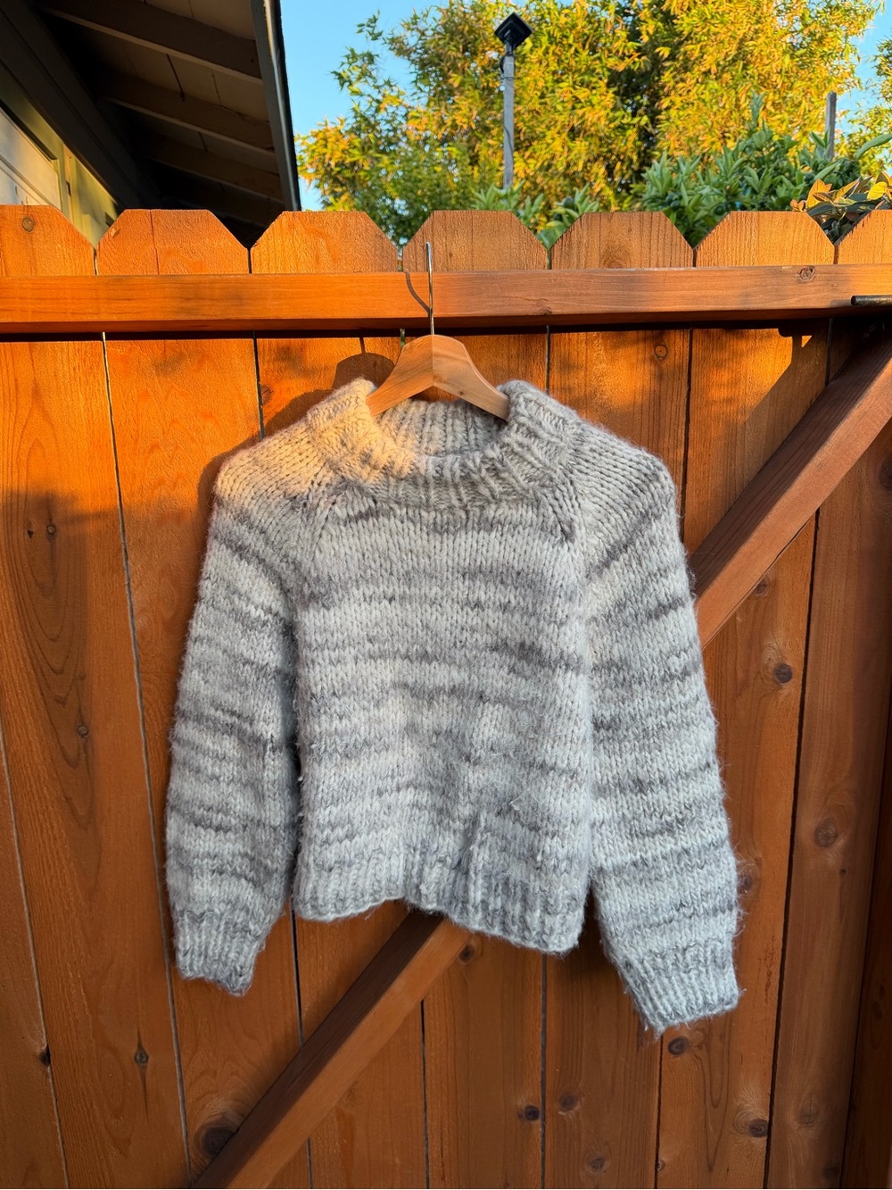 Doen Chunky Cowl-Neck Sweater in Heathered Gray